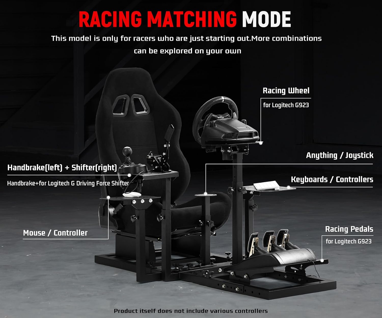 Dardoo G920 Flight Simulator Cockpit Multifunctional with Seat Compatible with Logitech G923 G Saitek,for Thrustmaster T150 HOTAS Warthog, for PC, Excluding Wheel, Pedal, Handbrake, Throttle, Joystick