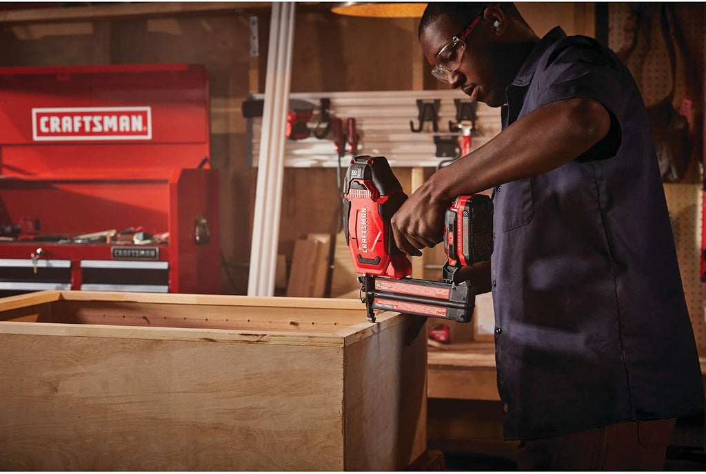 CRAFTSMAN V20 Cordless Brad Nailer, 18 Gauge Nail Gun, with Battery and Charger (CMCN618C1)