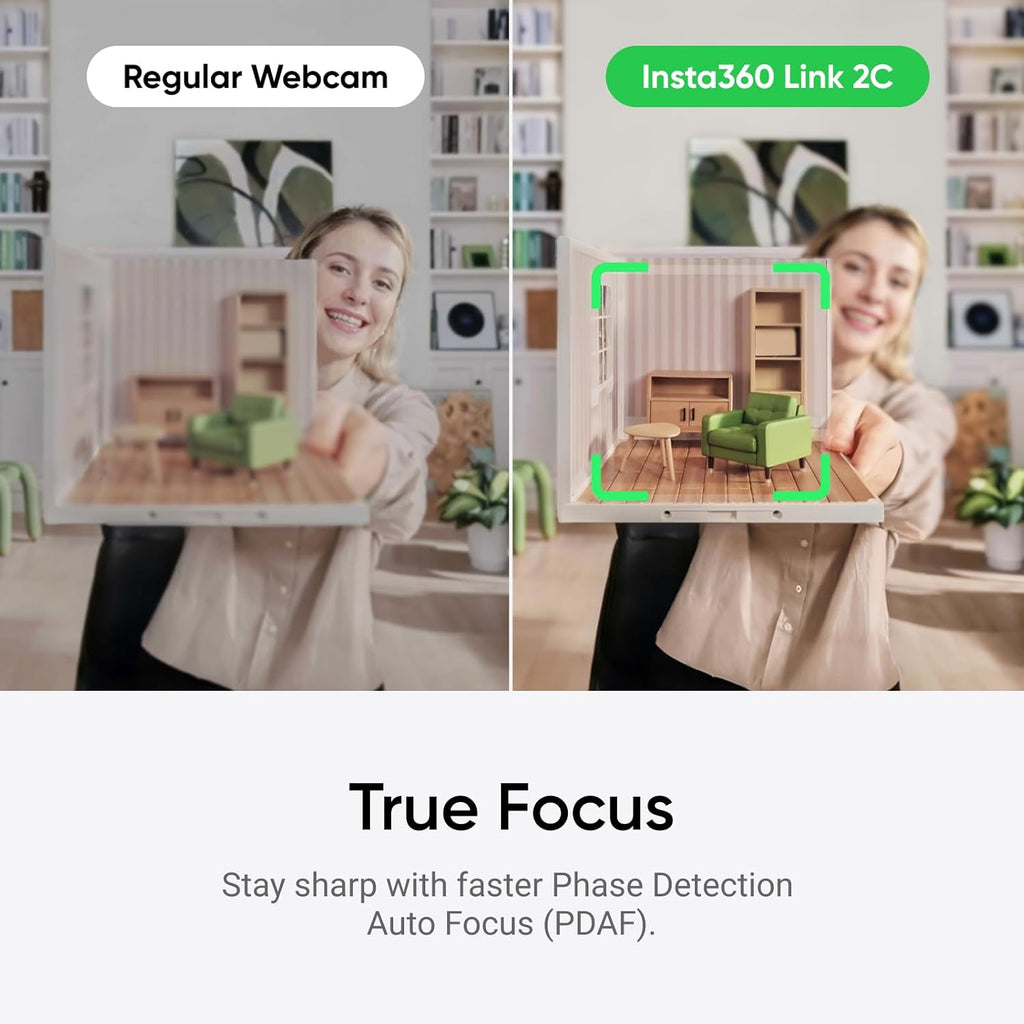 Insta360 Link 2C - 4K Webcam for PC/Mac, 1/2' Sensor, Auto Framing, HDR, AI Noise-Canceling Mic, Gesture Control for Streaming, Video Calls, Gaming, Works with Zoom, Teams, Twitch & More