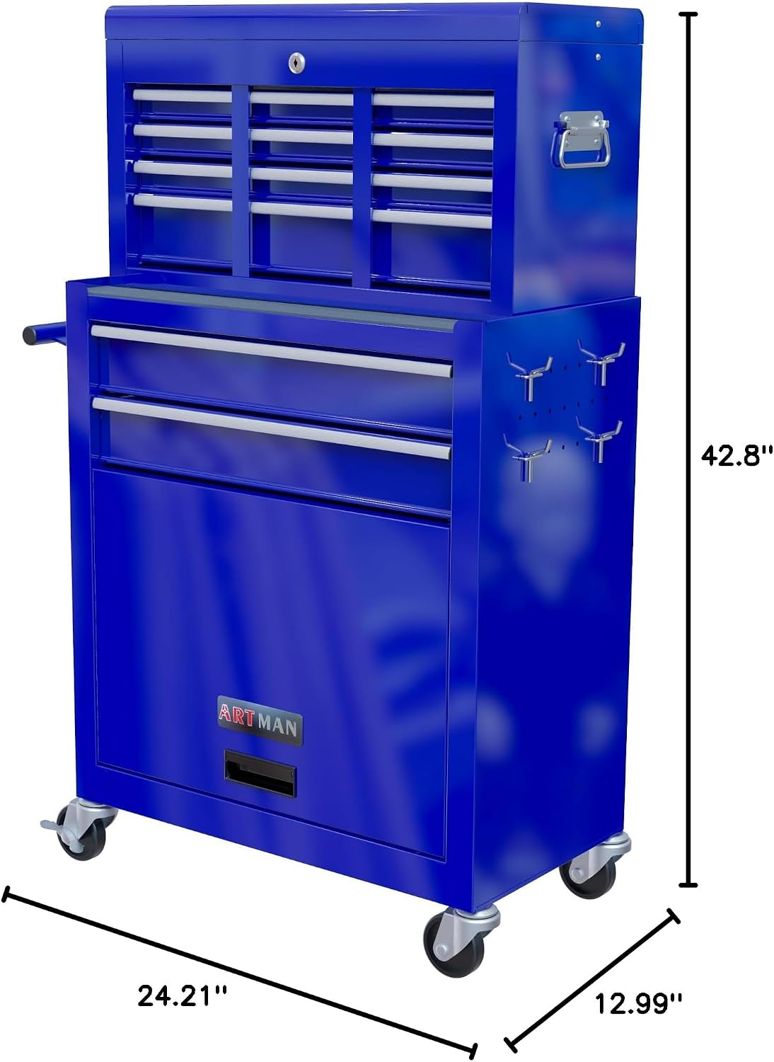 Rolling Tool Chest, 8 Drawers Rolling Tool Chest with Wheels, Portable Rolling Tool Box On Wheels, High Capacity Tool Chest Organizer for Garage, Workshop, Home Crafts Use Blue