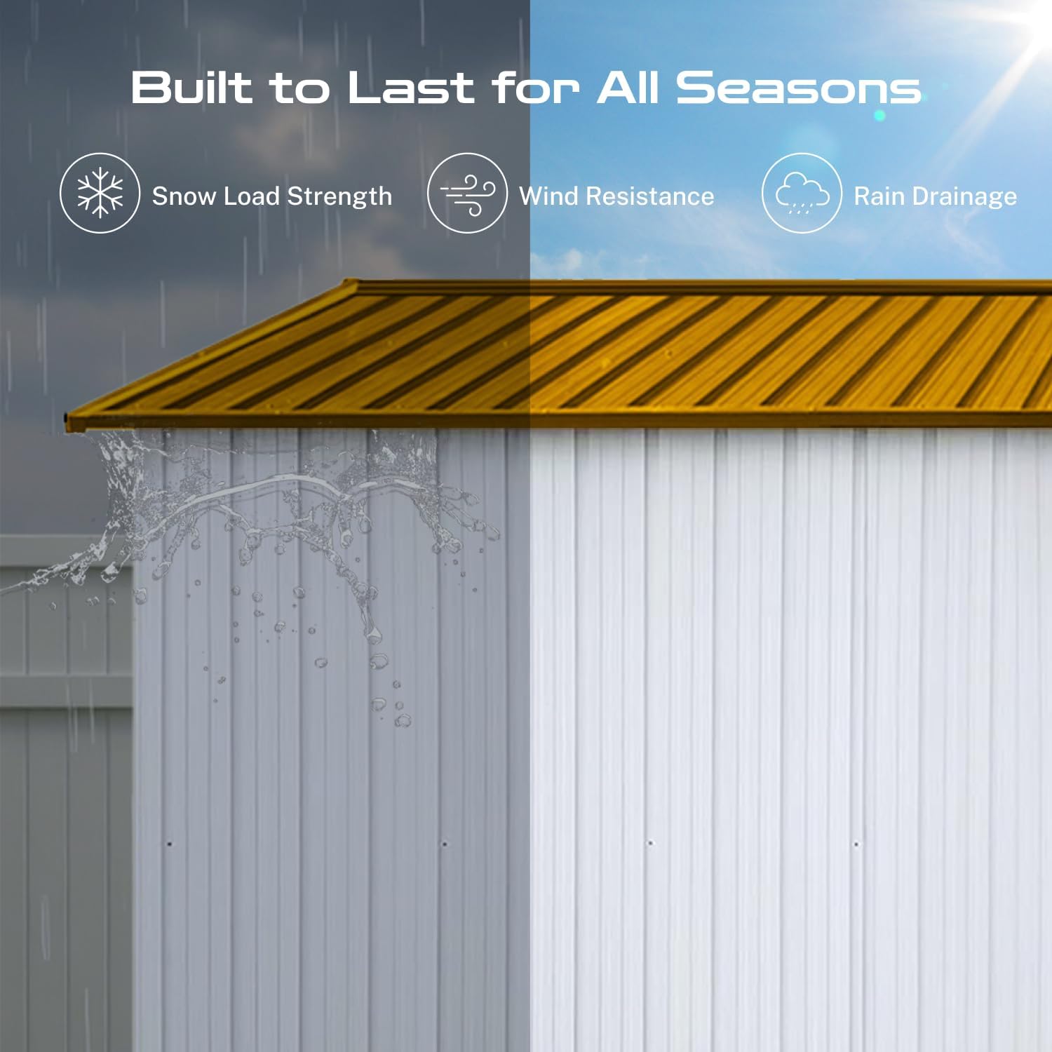 LINKHOO 6'x4' Outdoor Storage Shed，Apex Roof, White & Yellow
