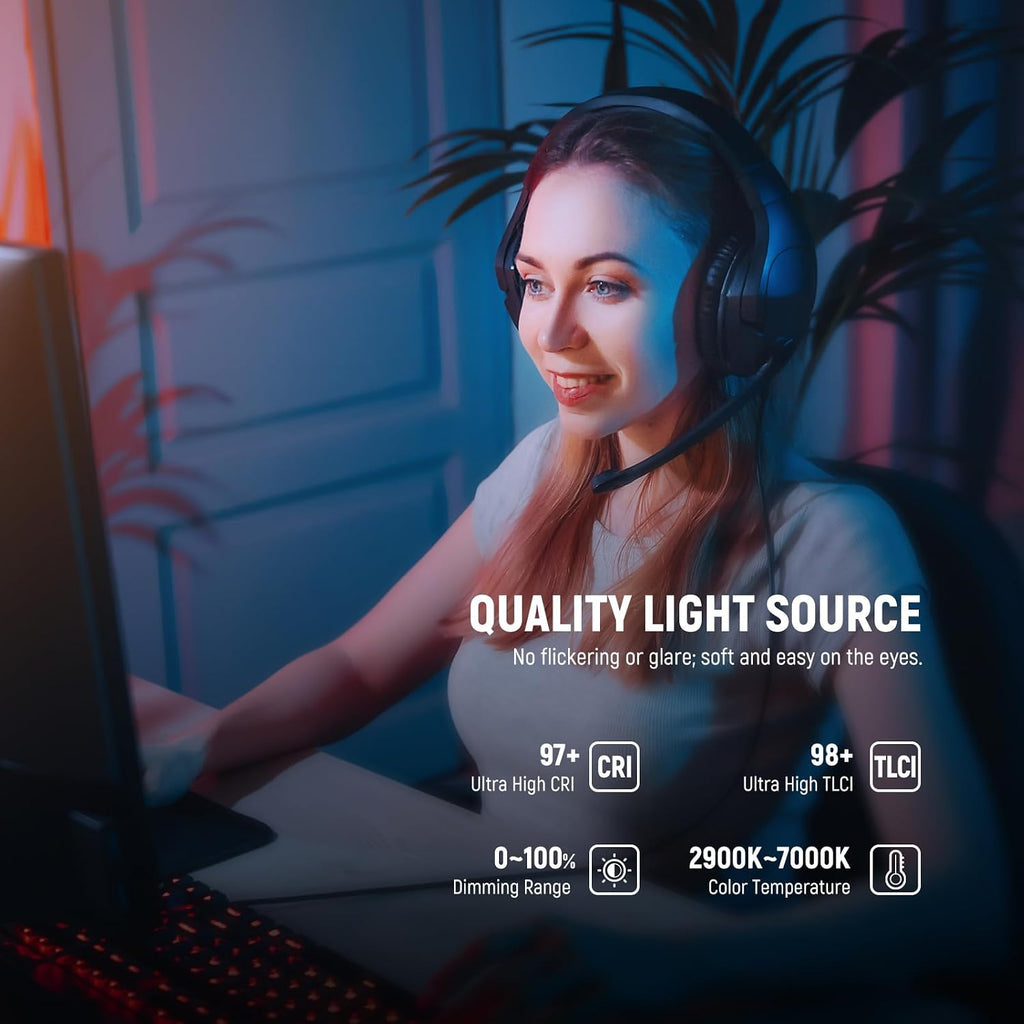 NEEWER 15.5' LED Streaming Key Light, CRI97+ Clamp on Desk Panel Video Lighting, 2.4G PC/Mac iOS/Android APP Control, Compatible with Elgato Stream Deck for Gaming Recording Zoom Call, GL1 PRO Black
