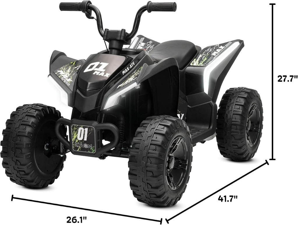 Kidzone 12V Electric Ride on ATV for Kids 3-8 Years, Battery Powered 4-Wheeler with LED Headlights, Rear Suspension, Forward/Reverse, up to 3.7 MPH, 88 lb Capacity, Forest