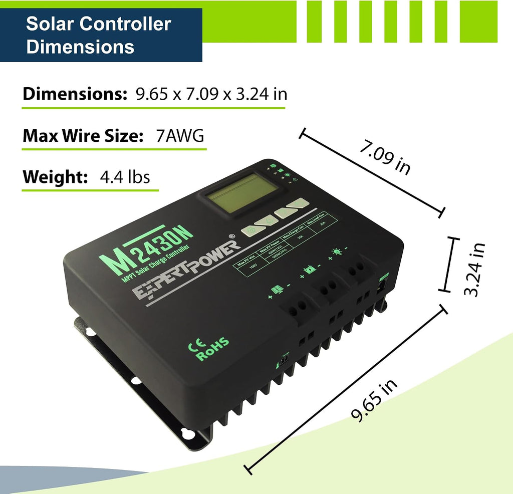 ExpertPower Solar Panel Kit | 200-watt 12-Volt Mono Solar Panel + MPPT 30A 12V/24V Solar Charge Controller, for RV, Marine, Cabin, Off-Grid DIY, Solar Projects and More