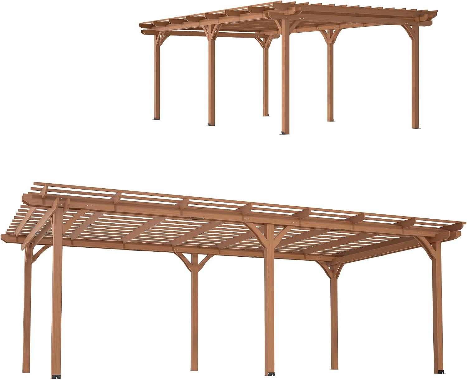 Echo Voyage 12' x 16' Outdoor Wood Pergola, Wooden Patio Pergola Gazebo for Climbing Plant Support, Garden,Brown