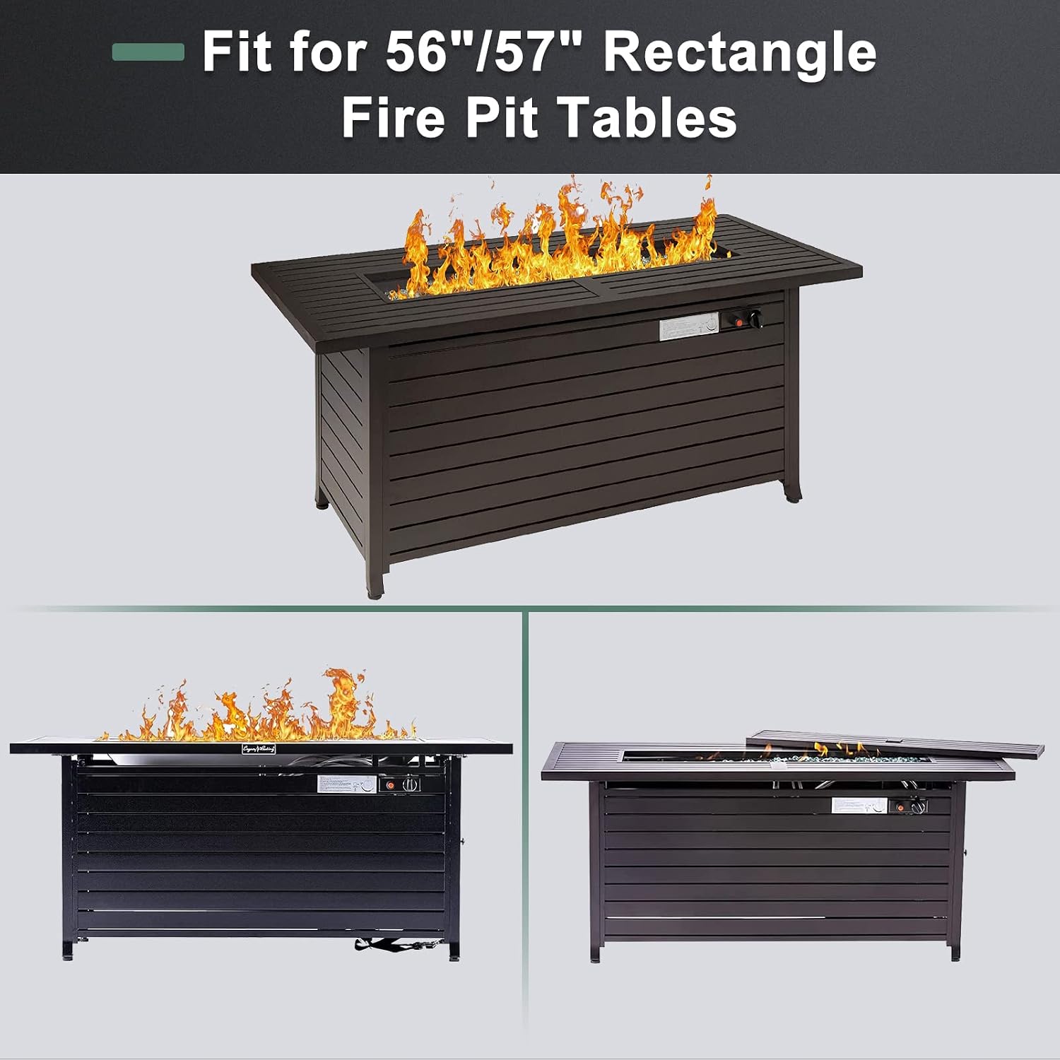 GASPRO 41.5 x 11.5 Inch Glass Wind Guard for Rectangular Fire Pit Table, Thick and Sturdy Tempered Glass Panel with Hard Aluminum Corner Bracket & Rubber Feet, Easy to Assemble