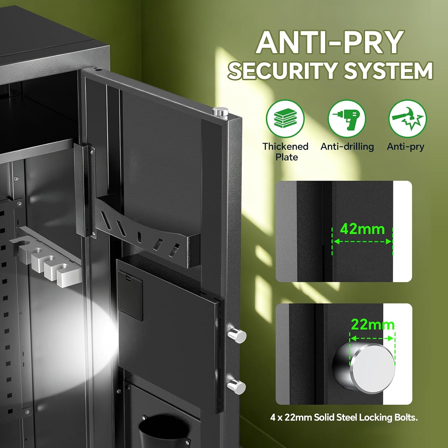 10-15 Gun Rifle Safe for Home Security, Gun Safe for Rifles and Pistols - Quick Access Digital Keypad | Easy Assembly Gun Safe with Adjustable Shelves (Fits Shotguns & Ammo)