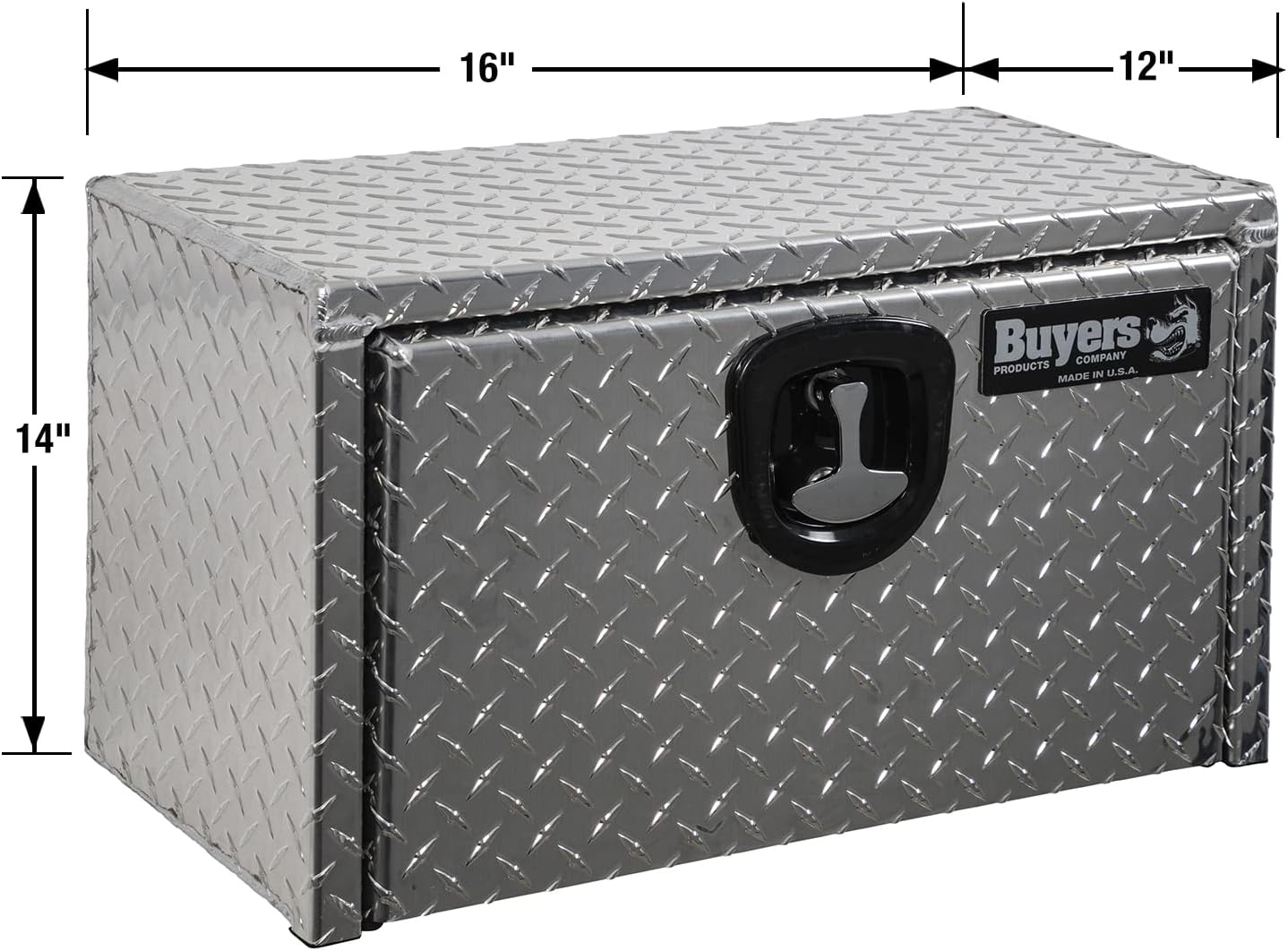 Buyers Products 1705148 Diamond Tread Aluminum Underbody Truck Tool Box, 14 x 12 x 16, Made in USA, .100 in. Thick, Corrosion-Resistant, Locking Compression Latch – Secure Storage for Work Trucks