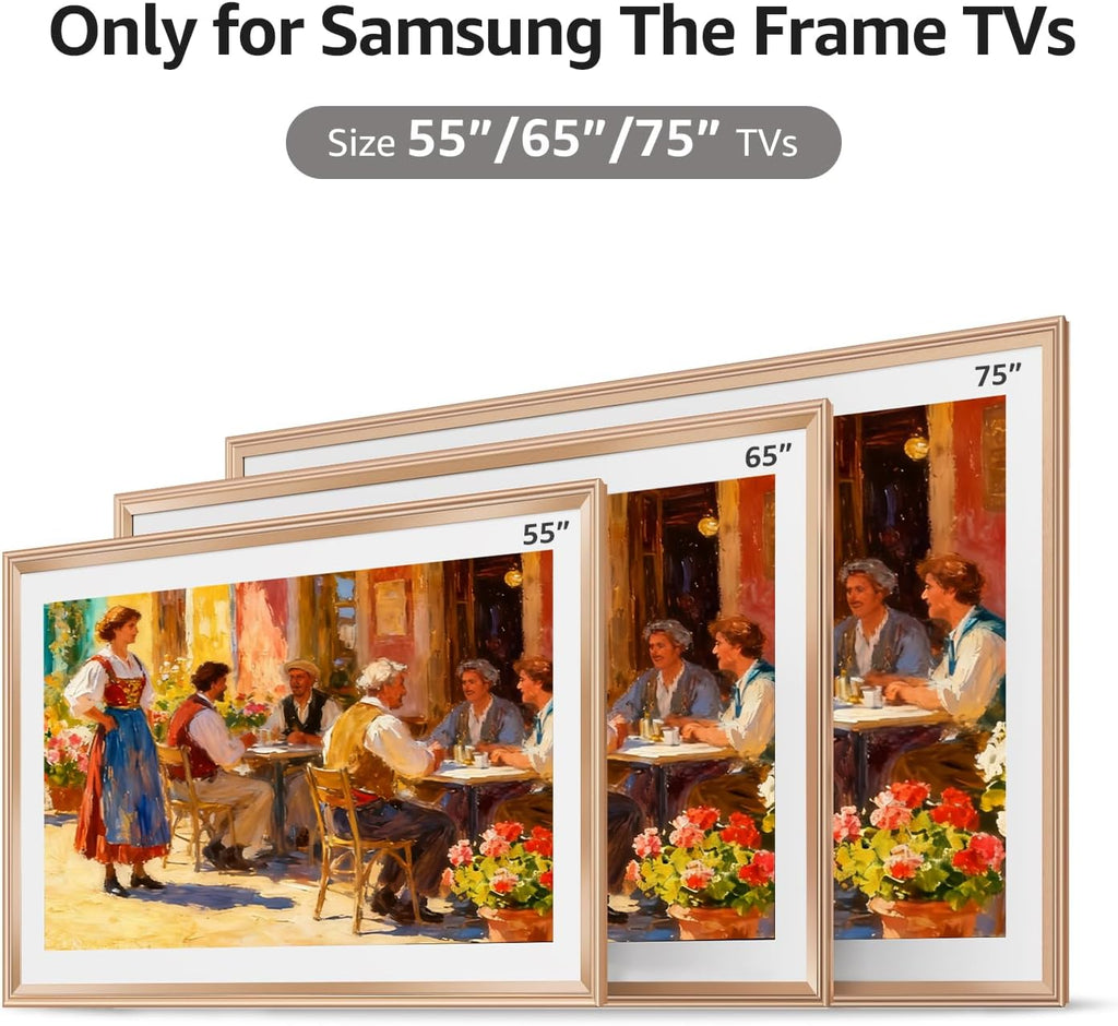 TV Frames 55' Deco Only for Samsung The Frame TVs, Alloy Bezel Modern & Minimalist Styles, Easy Installation, Interchangeable Bezels for Home Decor (Fits 2021-2025 Frame TVs)