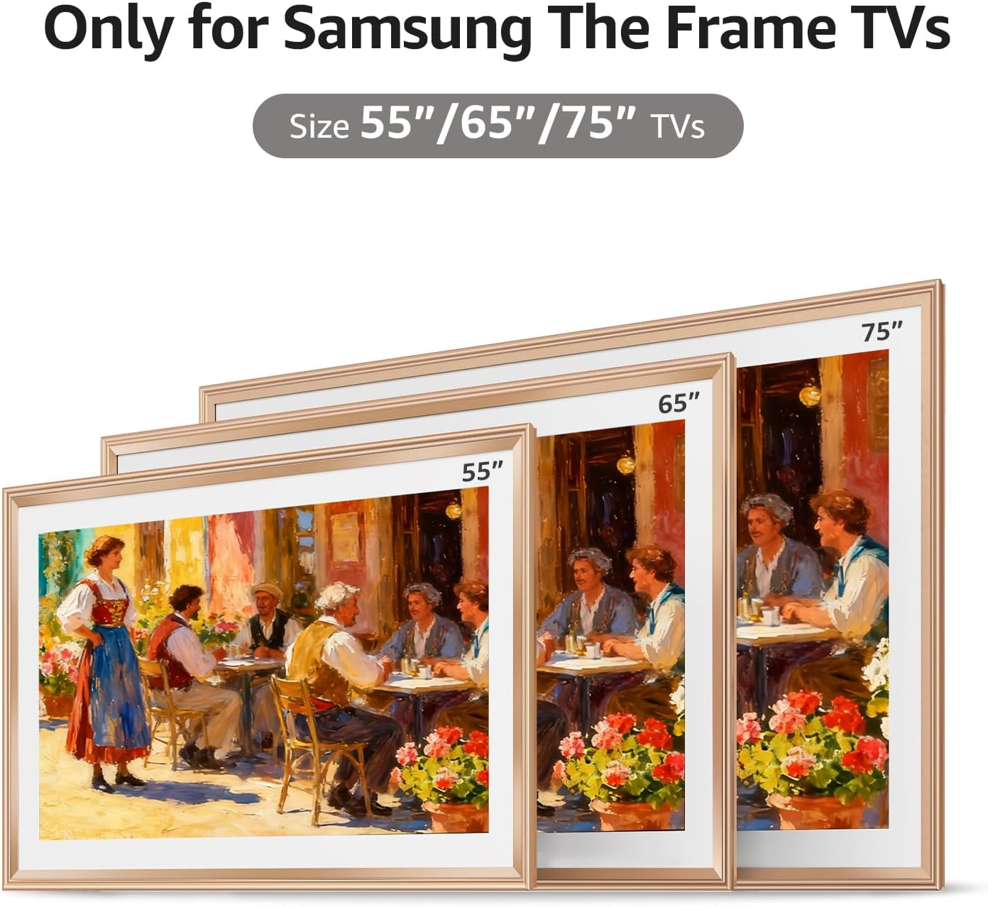 TV Frames 55' Deco Only for Samsung The Frame TVs, Alloy Bezel Modern & Minimalist Styles, Easy Installation, Interchangeable Bezels for Home Decor (Fits 2021-2025 Frame TVs)