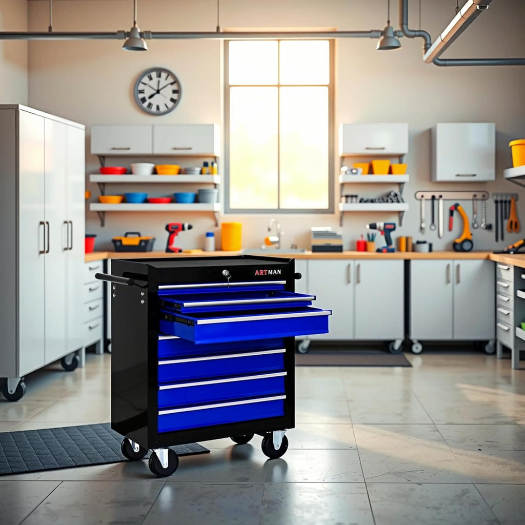 Mini Tool Box,Tool Box with Wheels, Lockable Rolling Tool Chest, Caja de herramientas para mecánico, Tool Box with Wheels,Work Table for Garage & Repair Shop,Warehouse, Workshop