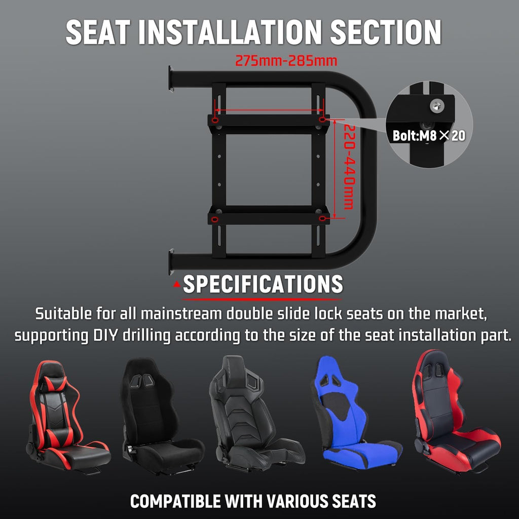 Dardoo Gaming Simulator Cockpit Adjustable Compatible with Logitech G27 G29 G920 G923, for Fanatec, for Thrustmaster T300RS T500R, Racing Simulator Cockpit without Wheel Pedal Shifter Seat