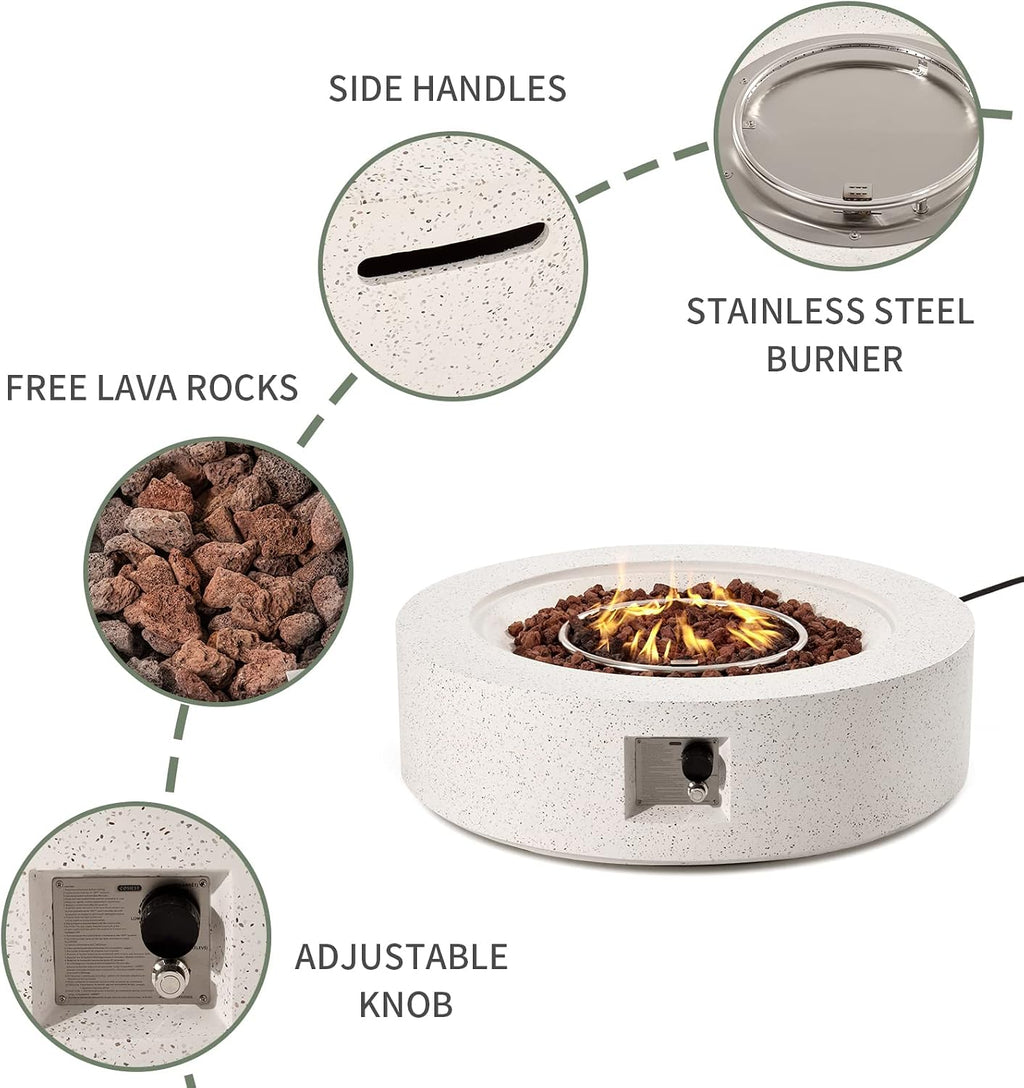 COSIEST 2-Piece Outdoor Propane Firepit Table Set w Tank Table, Certified, 40.5-inch Fire Table (50,000 BTU) w 16 inches Tank Cover Side Table 20lb for Garden,Pool,Backyard