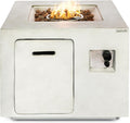SereneLife 40,000 BTU Propane Fire Pit Table, Square Outdoor Propane Fire Pit with Stainless Steel Burner, Adjustable Flame, Weather-Resistant Design, ETL Certified with Cover, 30 x 30 x 23.6 Inches