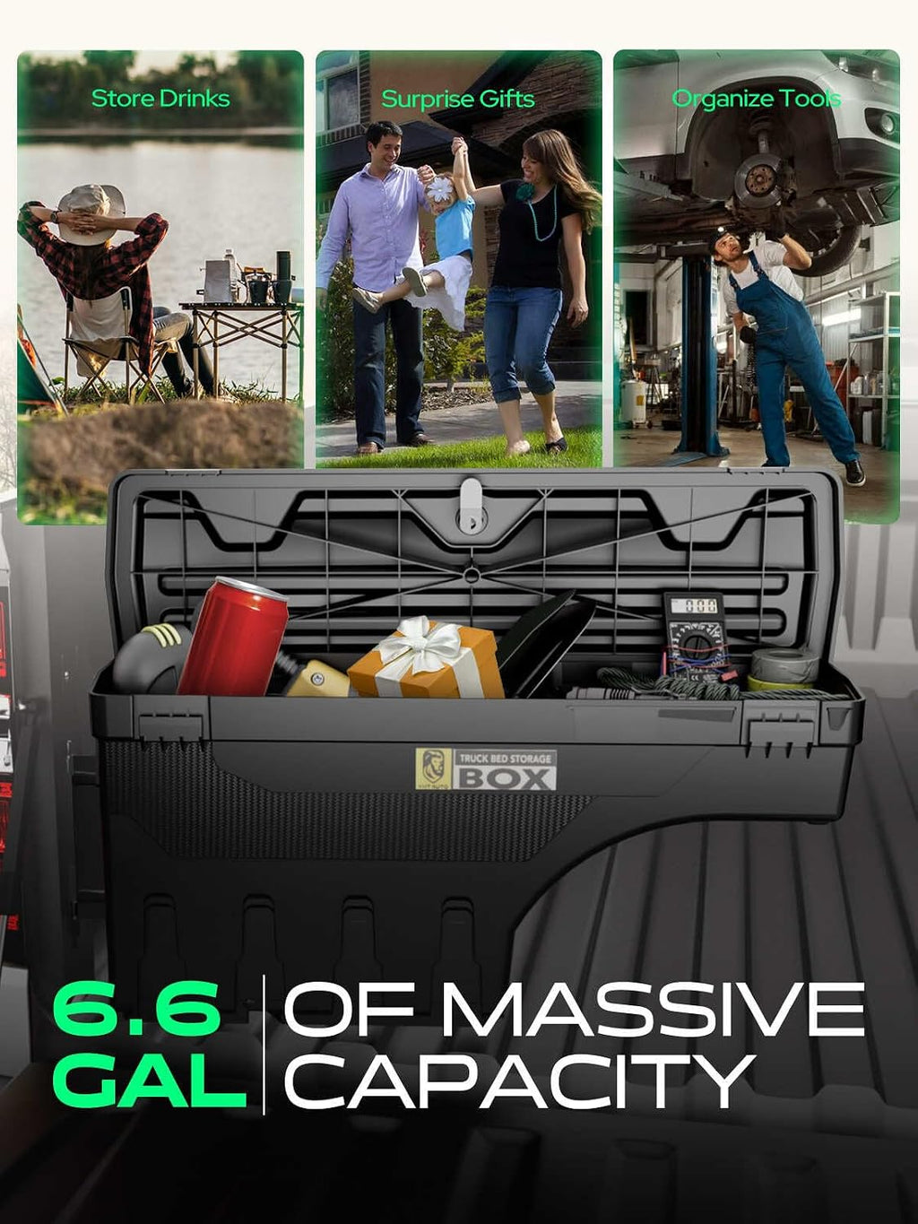 YHTAUTO Set of 2 Truck Bed Storage Tool Box Lockable Compatible with 1999-2007 Chevy Silverado GMC Sierra 1500/2500/3500 & HD(Fit 2007 Classic), Fleetside Bed, Swing Waterproof Wheel Well Toolbox