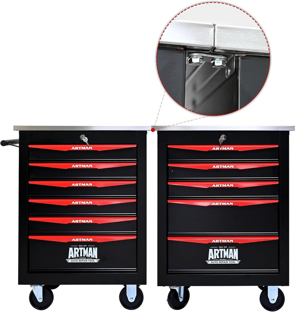 6-Drawer Tool Chest with Wheels, Combinable Rolling Tool Cart, Rolling Tool Box，Storage Organizer Cabinet for Garage,Warehouse, Repair Shop, Workshop
