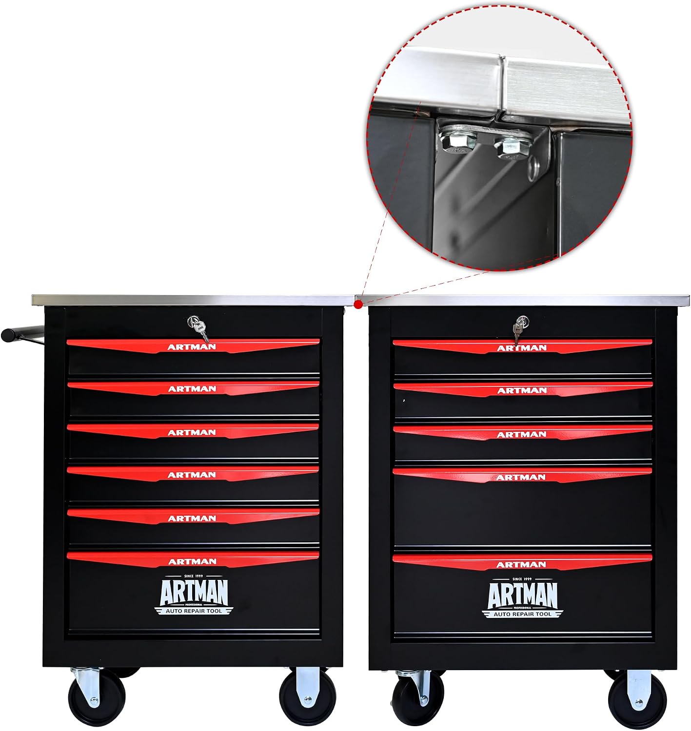 6-Drawer Tool Chest with Wheels, Combinable Rolling Tool Cart, Rolling Tool Box，Storage Organizer Cabinet for Garage,Warehouse, Repair Shop, Workshop