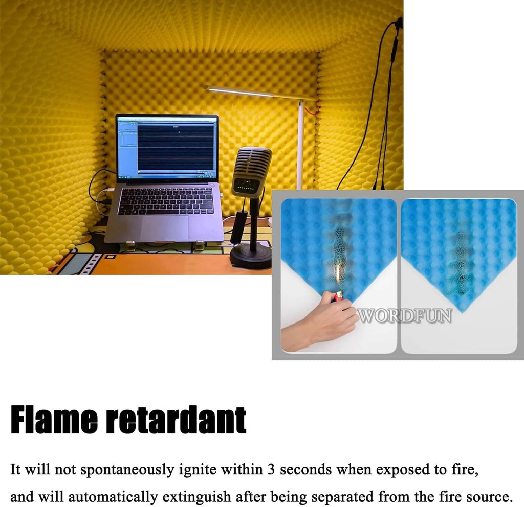 WORDFUN Desktop Soundproof Cover, 80x80x80cm Portable Vocal Booth for Recording, Microphone Foam Booth Cube, for Microphone Recording Equipment Podcasts Singing Gaming and Broadcasting