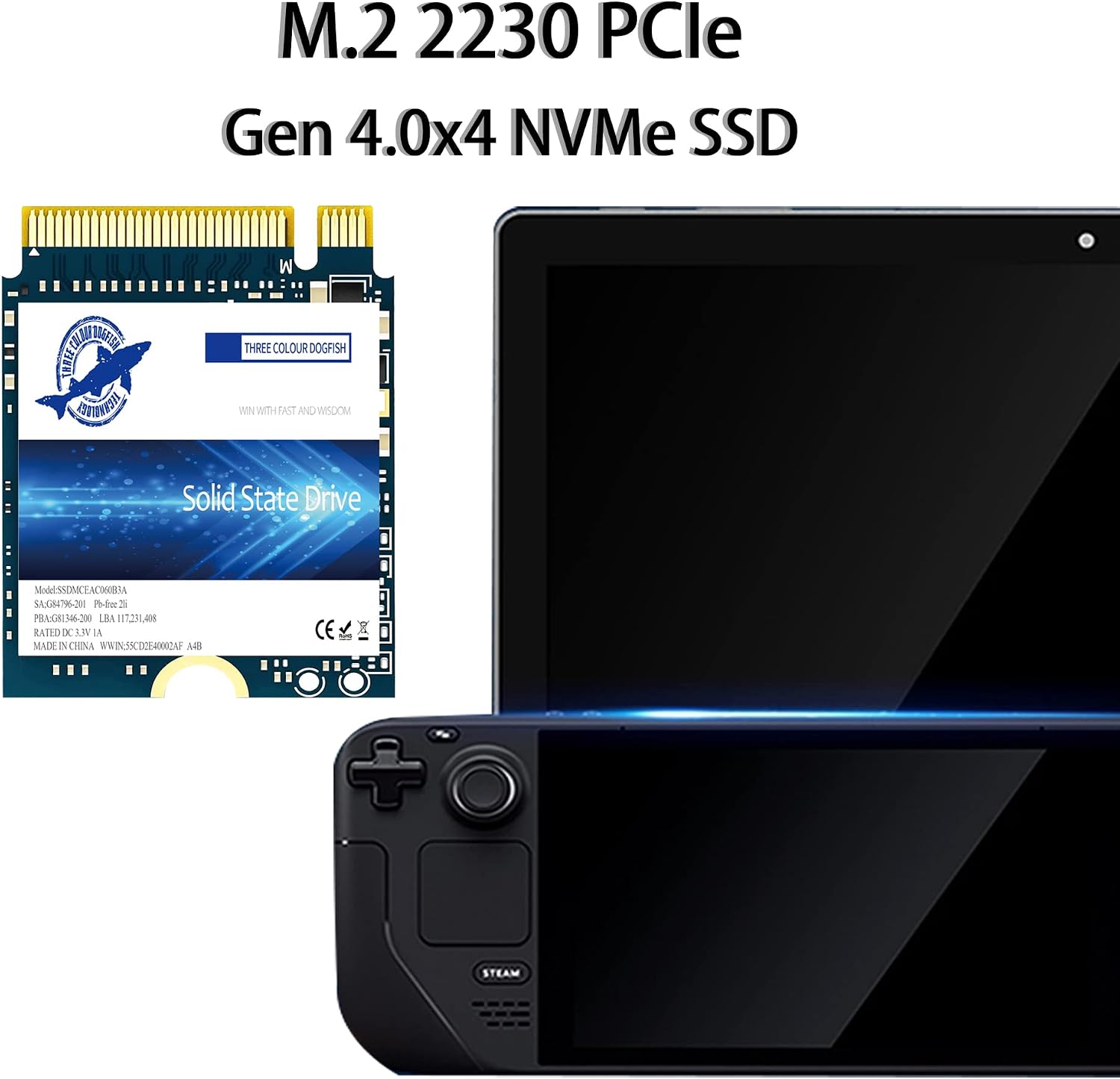 Dogfish SSD M.2 2230 NVMe PCIe 4.0 512GB 3D TLC NAND Gaming Unit?a stato solido interna per Steam Deck PS5 Surface Pro Laptop Desktop (M.2 2230 NVMe 4.0, 512 GB)