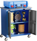 LARBANKE Tool Chest with Wheels and 4 Pad Feet,Tool Chest with 2 Doors and Adjustable Shelves,Lockable Steel Chest for Garage,Home and Office,can be Combined to Large Cabinet Set