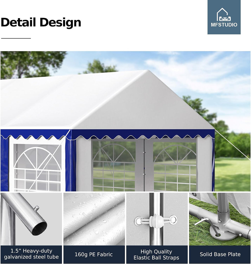 MFSTUDIO 13'x26' Party Tent, Outdoor Heavy Duty Party Tents with Removable Sidewalls, Large Canopy Tent Shelter for Outdoor Events Wedding Birthday, Blue