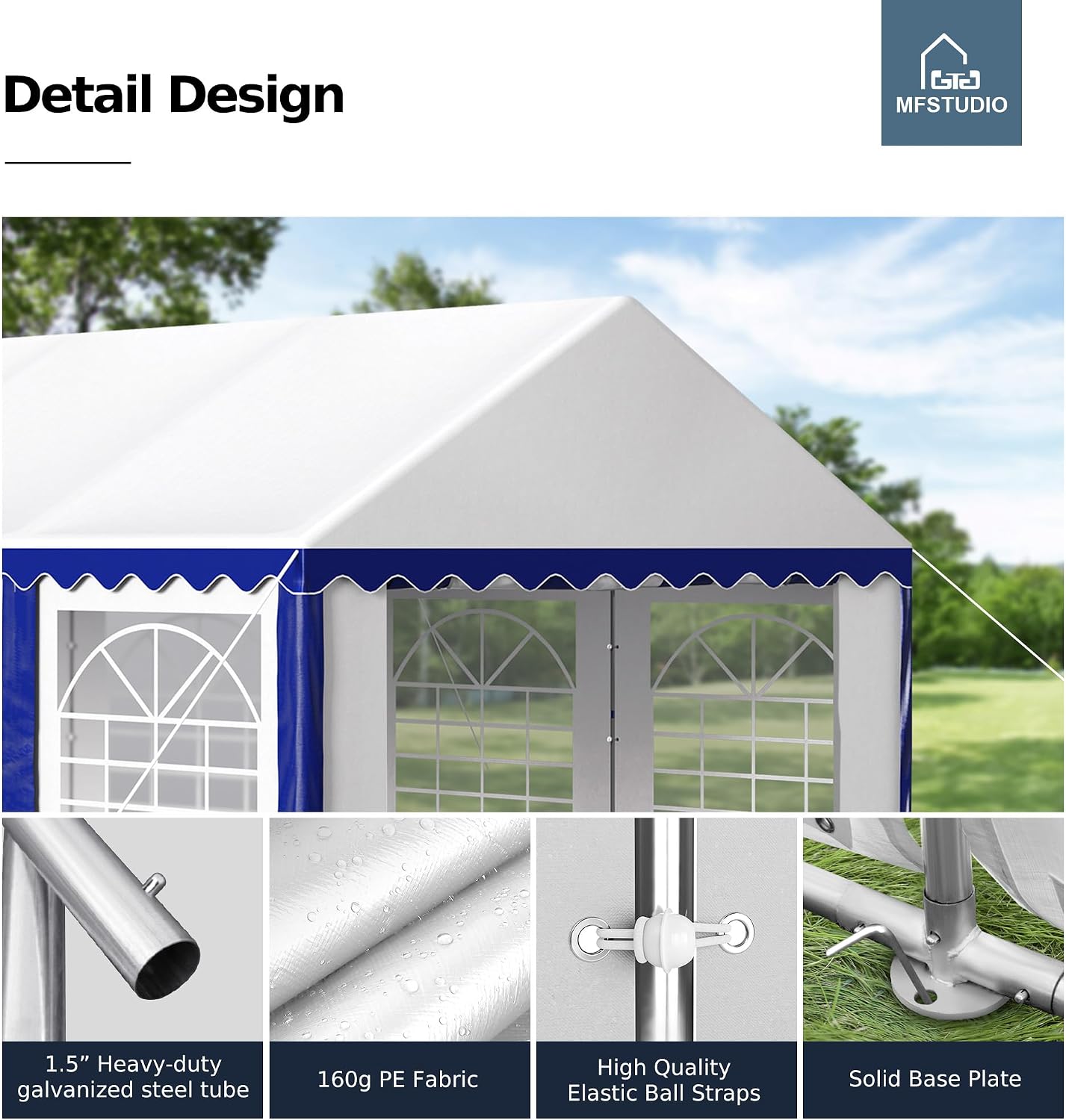 MFSTUDIO 13'x26' Party Tent, Outdoor Heavy Duty Party Tents with Removable Sidewalls, Large Canopy Tent Shelter for Outdoor Events Wedding Birthday, Blue