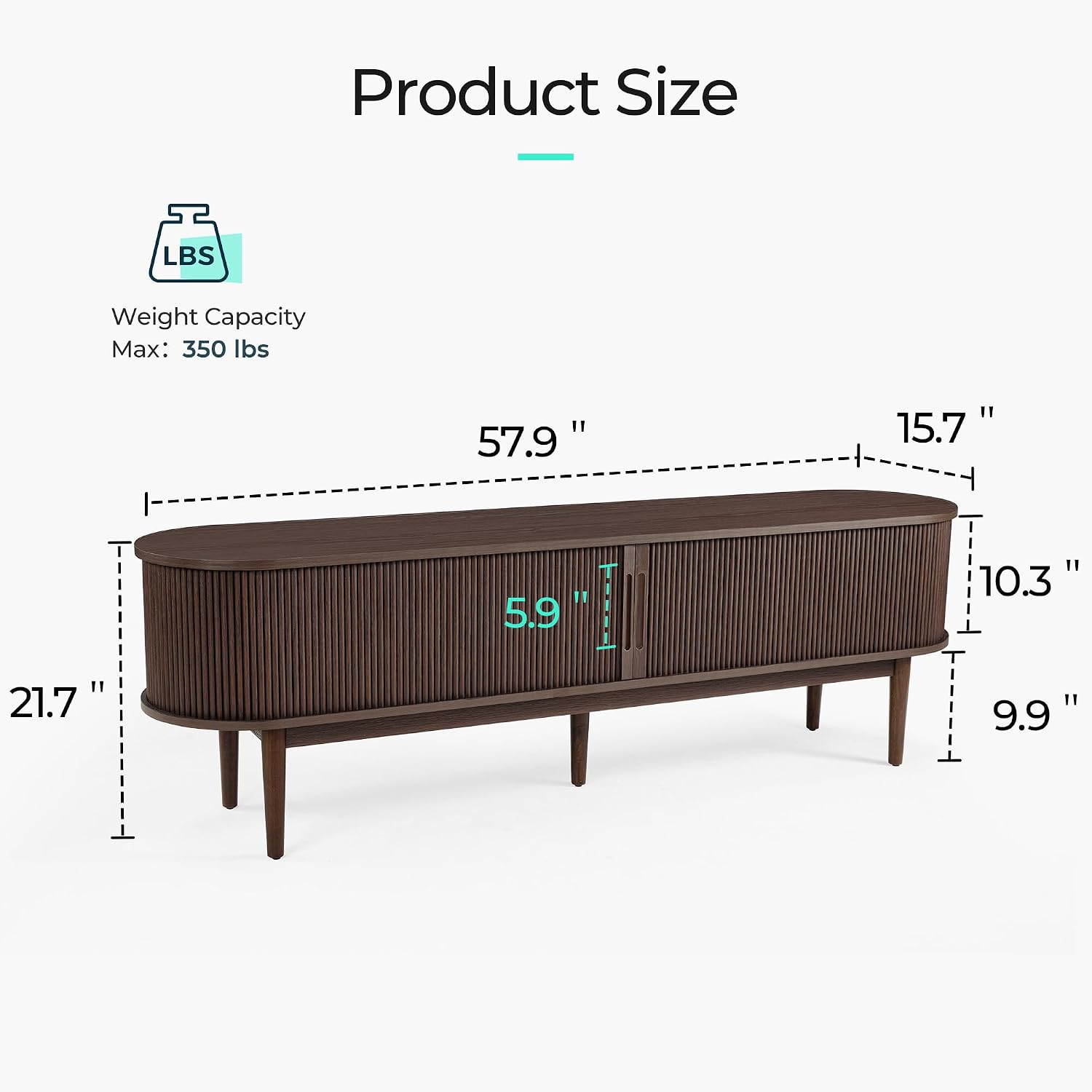 LINSY HOME 58' Fluted TV Stand for TVs up to 65 Inch, Mid Century Modern Entertainment Center with Storage Cabinet and Sliding Doors, Farmhouse Wood Media TV Console for Living Room, Bedroom, Walnut