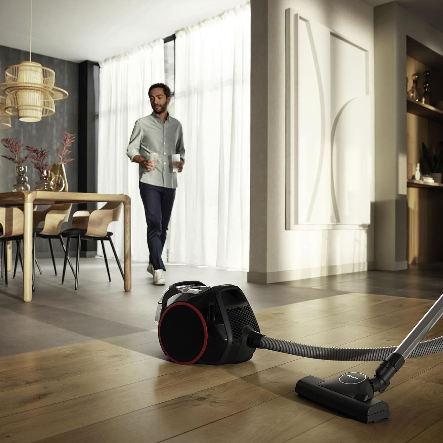 Miele Boost CX1 - Bagless Canister Vacuum Cleaner, Lightweight, Compact and Corded with Vortex Technology and Hygiene AirClean Filter, in Black/Red