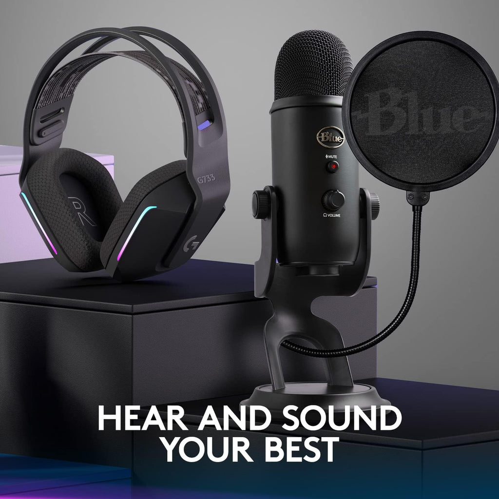 Blue Yeti Game Streaming Kit with Yeti USB Gaming, Podcast Mic, Pop Filter, PC/Mac/PS5 + G733 Lightspeed Wireless Gaming Headset with Suspension Headband, Lightsync RGB, and PRO-G audio - Blackout
