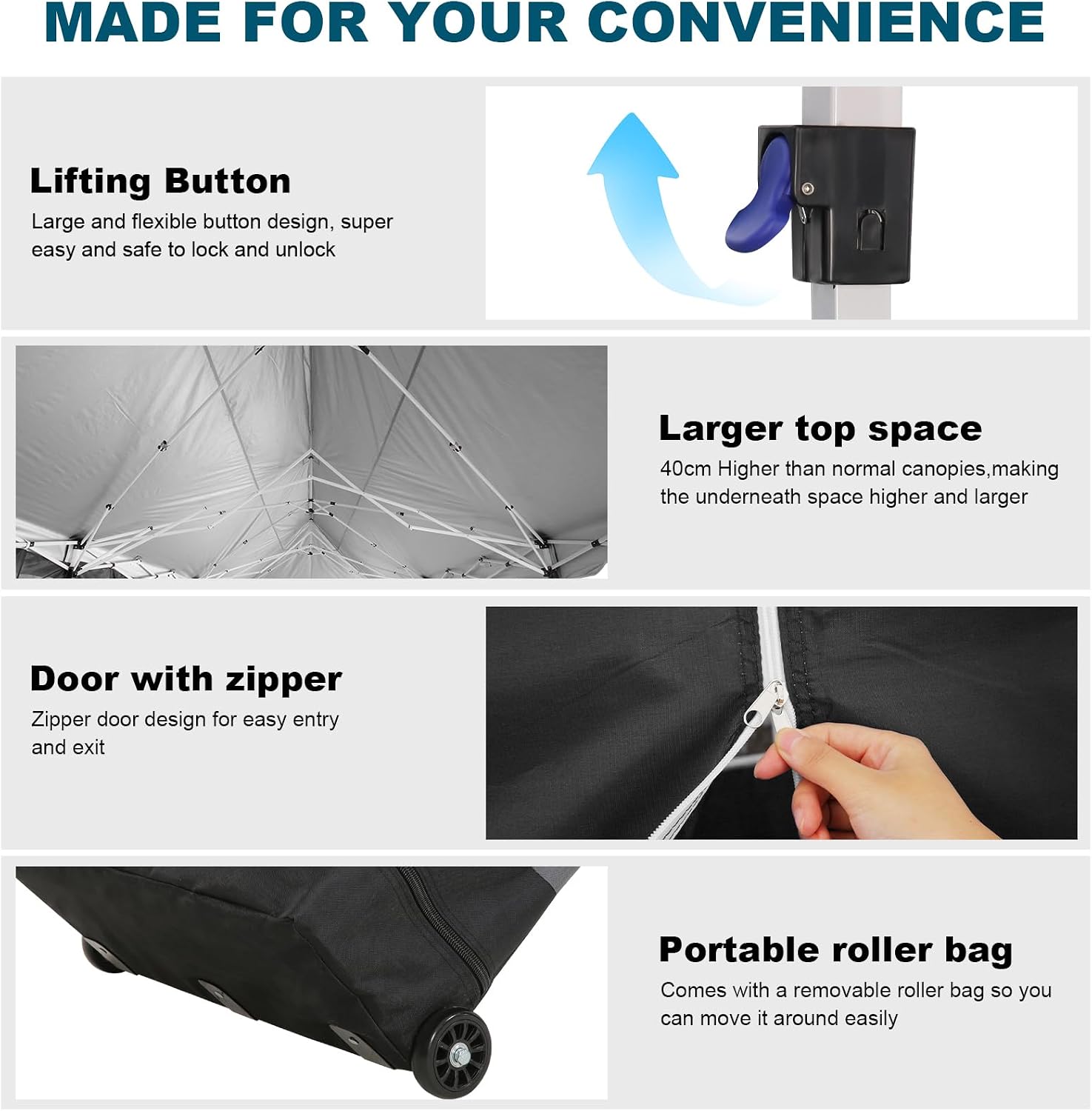 HOTEEL Party Tent 10x30 Pop Up Canopy with 8 Sidewalls, Waterproof UPF50+ for Backyard and Events, Easy Setup with Wheeled Bag & 4 Weight Bags, Extra Height, Black