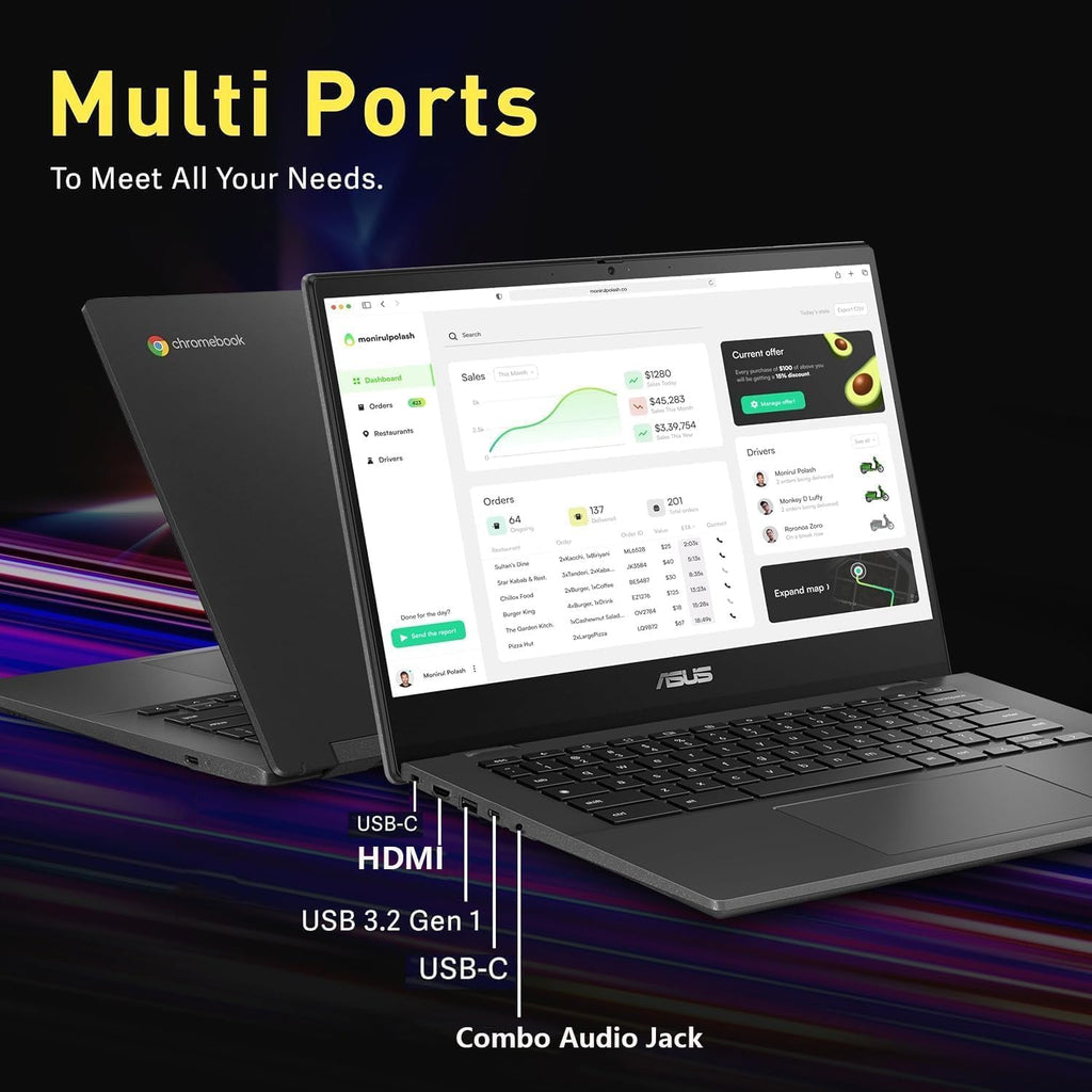 ASUS Chromebook Touchsceen Laptop - 14 inch FHD Display - Intel Core 3-N355 Beat i3-1215U - 8GB RAM| 256GB Storage +128GB SSD - Goole AI Laptop - School Students - Kids 8-12