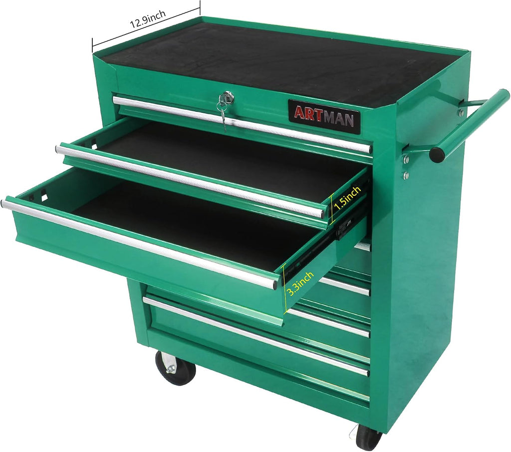 Mini Tool Box,Tool Box with Wheels, Lockable Rolling Tool Chest, Caja de herramientas para mecánico, Tool Box with Wheels,Work Table for Garage & Repair Shop,Warehouse, Workshop