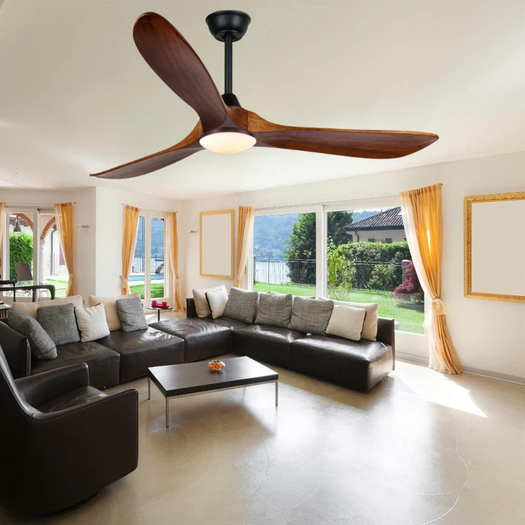 70 inch Large Ceiling Fan with Lights, Outdoor Ceiling Fan for Patio Damp Rated, 3 Blades Propeller Wood Ceiling fans with light, Reversible Quiet DC Motor for Exterior Porch Farmhouse Gazebo