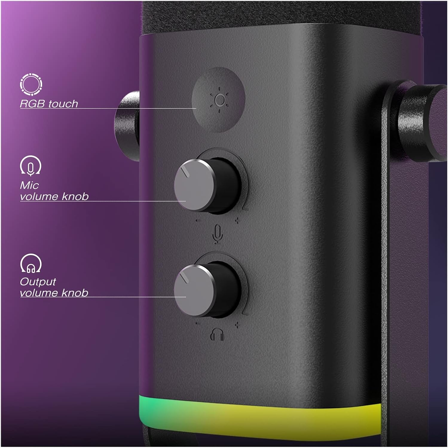 Microphone USB/XLR Dynamic Microphone with Touch Mute Button,Headphone Jack,I/O Controls,for PC PS5/4 Mixer,Gaming MIC Ampligame AM8 Suitable for Anchor, Dubbing Studio, Recording, st