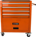 Campfun 4-Drawer Rolling Tool Cart, Metal Tool Storage Organizer Cabinet with Interlock System and Wheels, Multifunctional Mechanic Tool Chest for Garage, Warehouse, Workshop Repair Shop, Orange