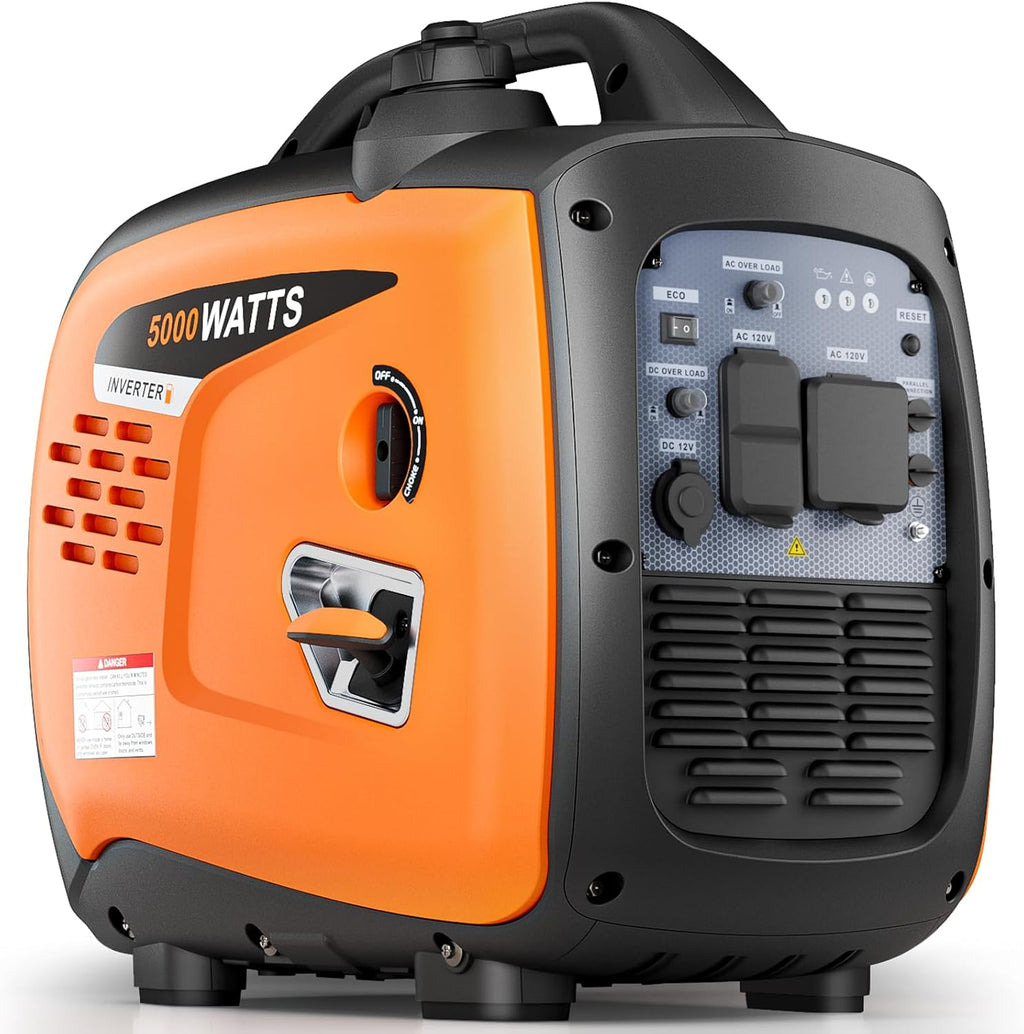 5000W Portable Inverter Generator for Home Emergency Backup Power, Super Quiet Small Gas Powered Generator for Camping, RV, Outdoor, Jobsite with ECO Mode, Parallel Capable, EPA Compliant