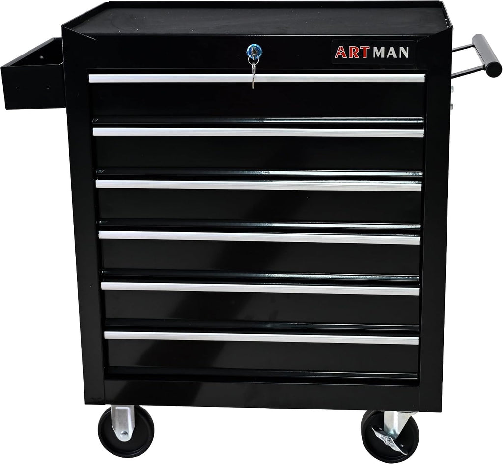 6-Drawer Heavy-Duty Rolling Tool Chest with Wheels, Steel Storage Organizer Cart with Handle, Metal Tool Cabinet for Garage, Workshop, and Repair Shop