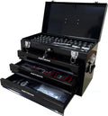 20' Portable 3 Drawer Steel Toolbox,Built in Tool Set,4 Layers of Tools with Metal Latches, with Top Storage Tray and carrying Handle, Multi-Function Tool Storage for Garage, Home,or Workbench