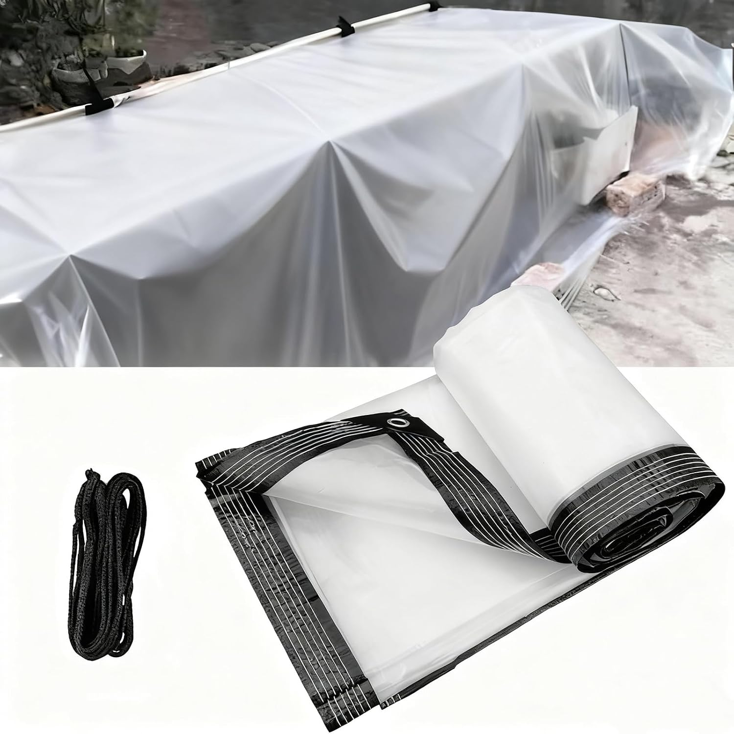 Clear Waterproof Tarpaulin, with Grommets, Tear-Resistant & Uv Protected, for Outdoor Canopy, Balcony, Deck, Porch Enclosure, and Gazebo(19X30 Ft)