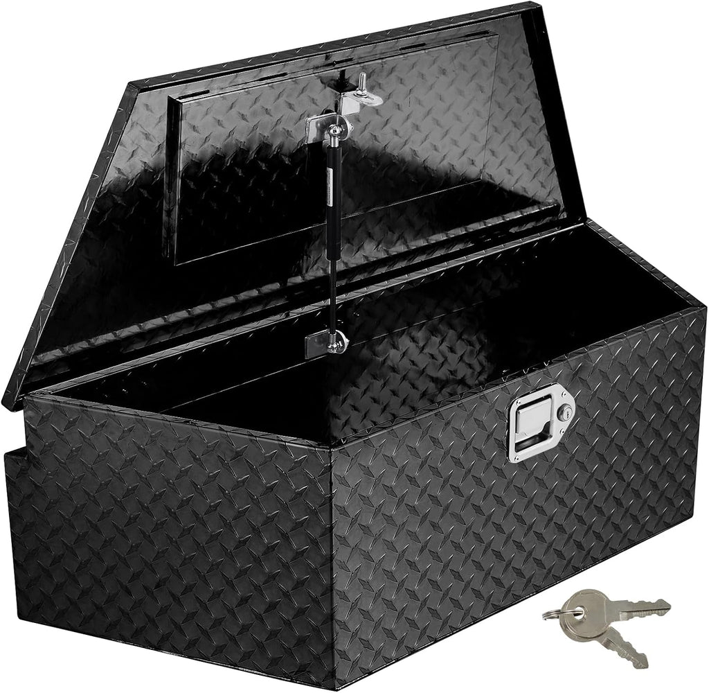 GarveeTech 39 in Trailer Tongue Boxes,Heavy Duty Aluminum Trailer Tool Box With Lock and Keys,Diamond Plate Storage Box,Waterproof Trailer Box for Pick Up Truck Bed,RV Trailer,Black