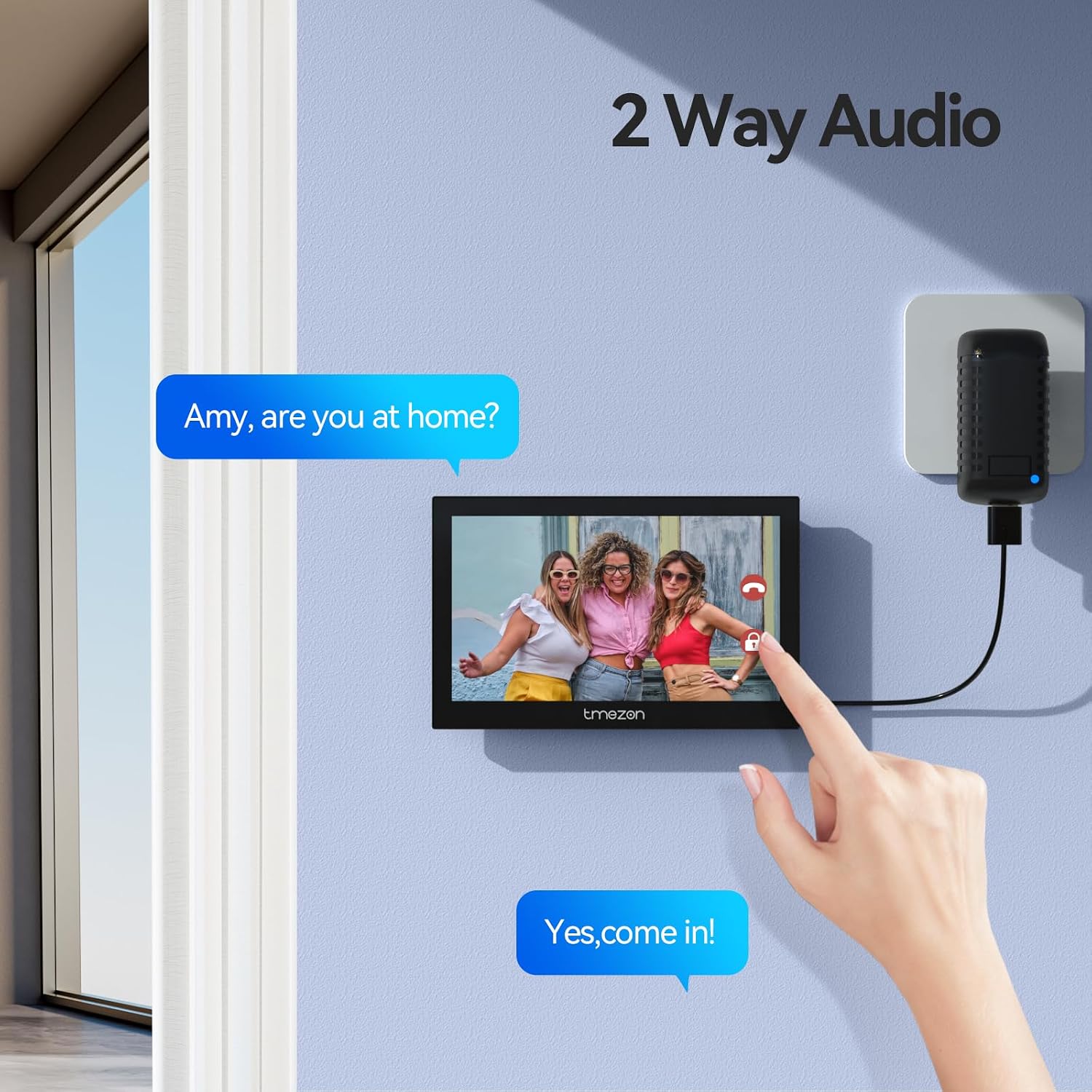 TMEZON Solar Panel Wireless WiFi Video Doorbell Camera with 7'' Touch Screen Monitor, 1080P, Motion Detection, No Monthly Fees, Tuya APP, 2.4G/5G WiFi, Doorbell Intercom System