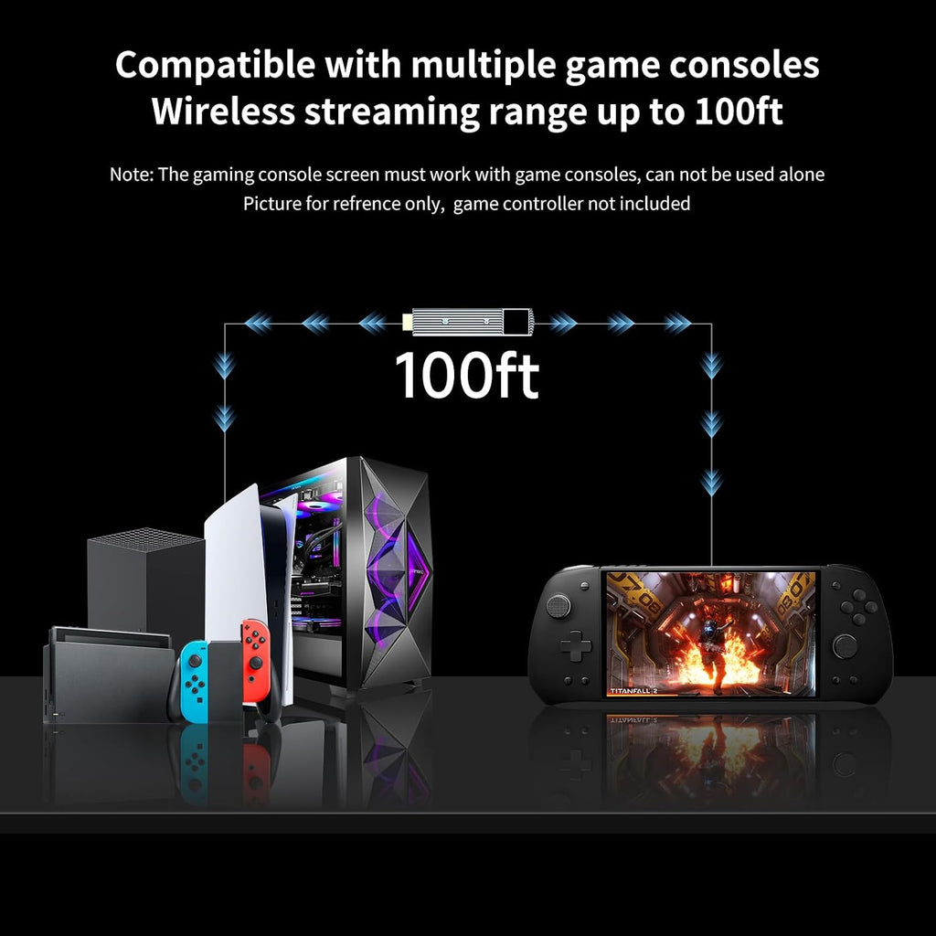 7 inch 60Hz Streaming Gaming Handheld, 0 Latency 100ft Wireless Game Console Monitor Touchscreen for PC,Xbox,PS5/4,Switch(V3 SE)