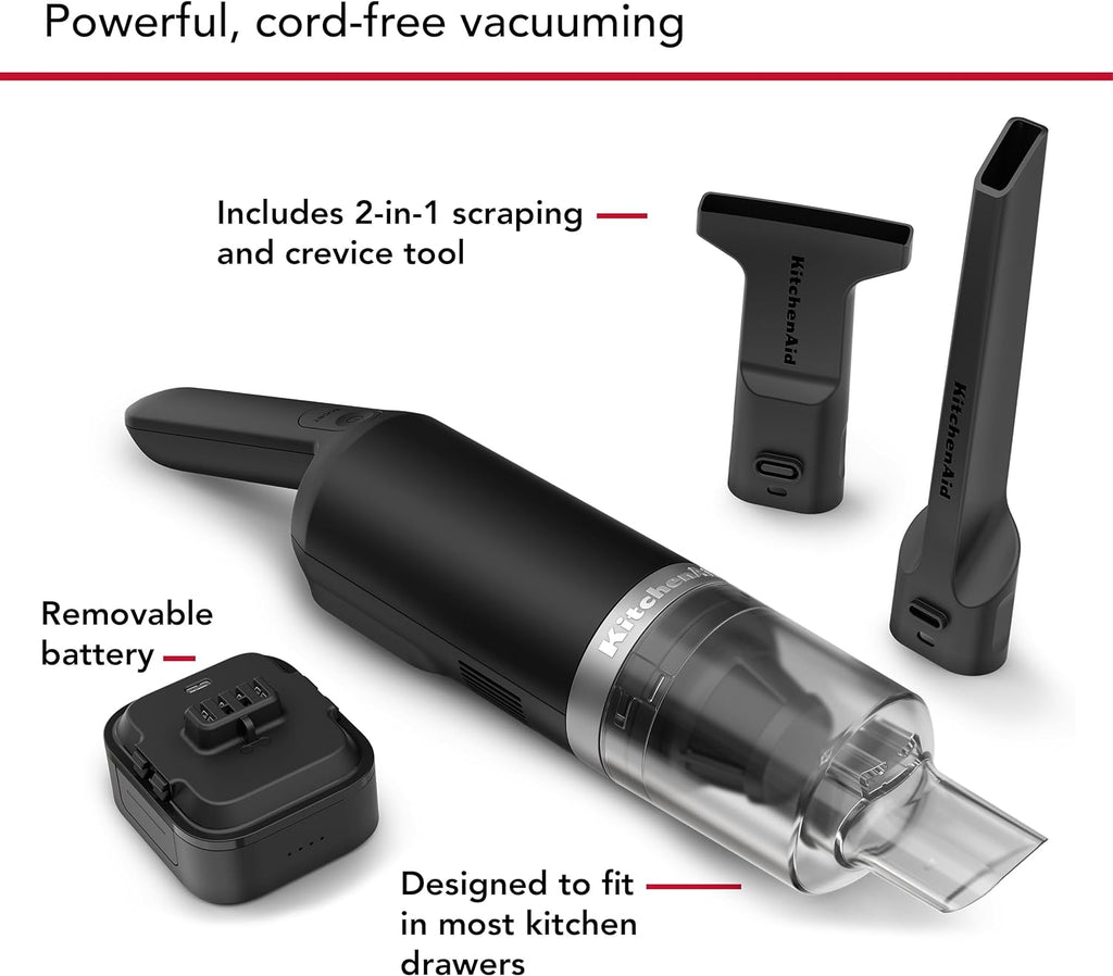 KitchenAid Go™ Cordless Kitchen Vacuum - Battery Included, KKVR121, Black Matte