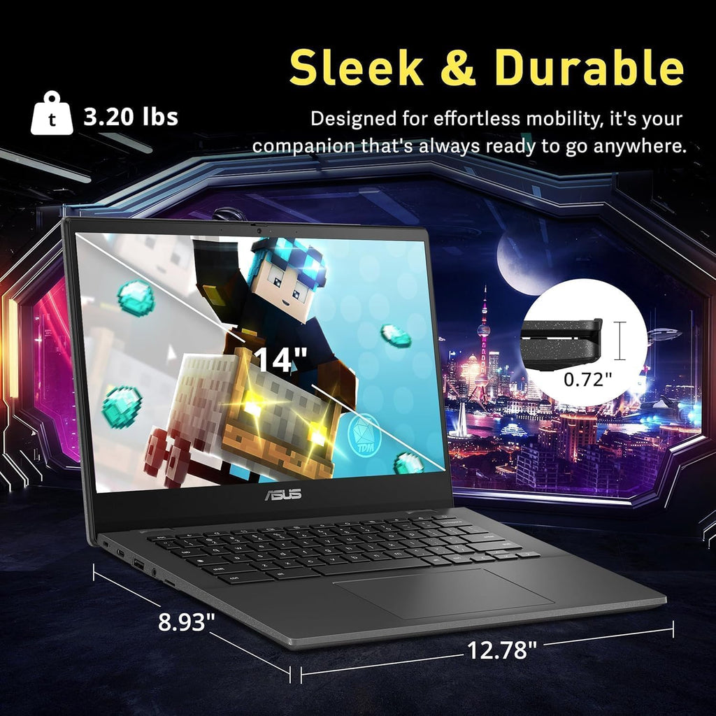 ASUS Chromebook Touchsceen Laptop - 14 inch FHD Display - Intel Core 3-N355 Beat i3-1215U - 8GB RAM| 256GB Storage +128GB SSD - Goole AI Laptop - School Students - Kids 8-12