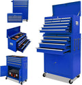 13-Drawer Tool Chest with Double Door Handle,2 in 1 Detachable Rolling Tool Chests with Wheels and Drawers,Large Tool Box with Lock,Mobile Steel Tool Cabinet Storage (Blue)
