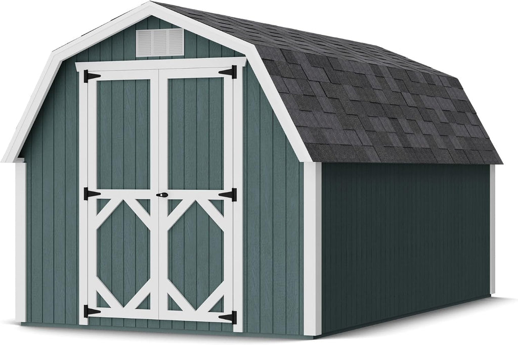 Little Cottage Co. 8x14 Classic Gambrel Barn with 4 ft. Sidewalls with Floor, Outdoor Wood Storage Shed Do-It-Yourself Precut Kit