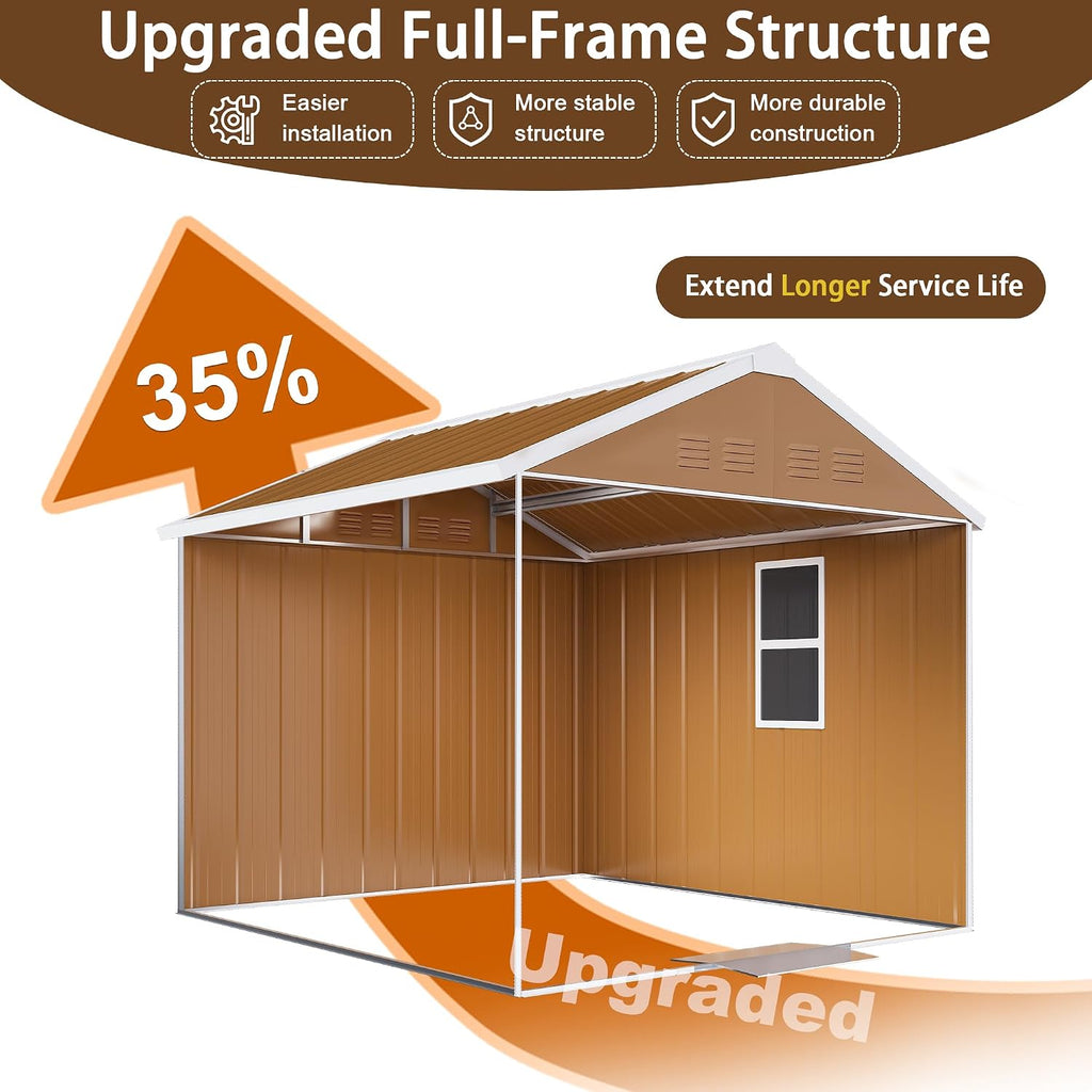 6x4 Outdoor Storage Shed, Heavy Duty Metal Shed, Lockable Garden Sheds with Sliding Door, Window and Airflow Design, Waterproof Steel Tool Sheds & Outdoor Storage for Backyard