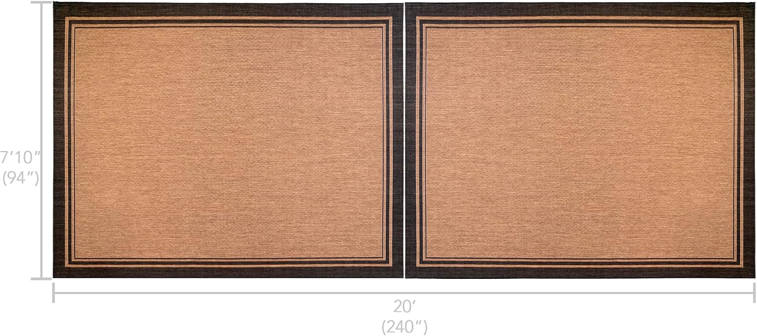 Gertmenian Indoor Outdoor Area Rug, Classic Flatweave, Washable, Stain & UV Resistant Carpet, Deck, Patio, Poolside & Mudroom, 8x10 Ft Large, Simple Border, Black Tan