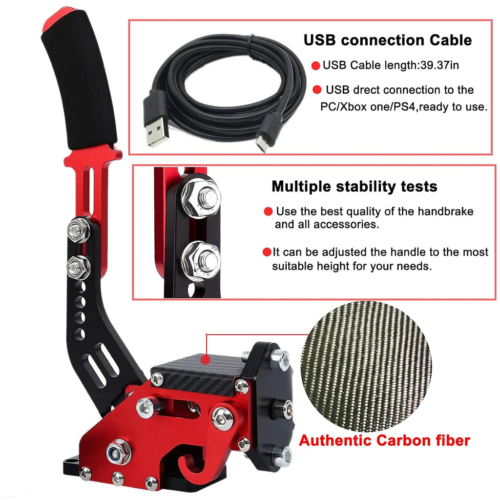 Obokidly Upgrade USB Handbrake Support G920 Compatible with Xbox ONE/Xbox ONE S for Simracing Game Sim Rig with Clamp Also Suitable for PC (Red)