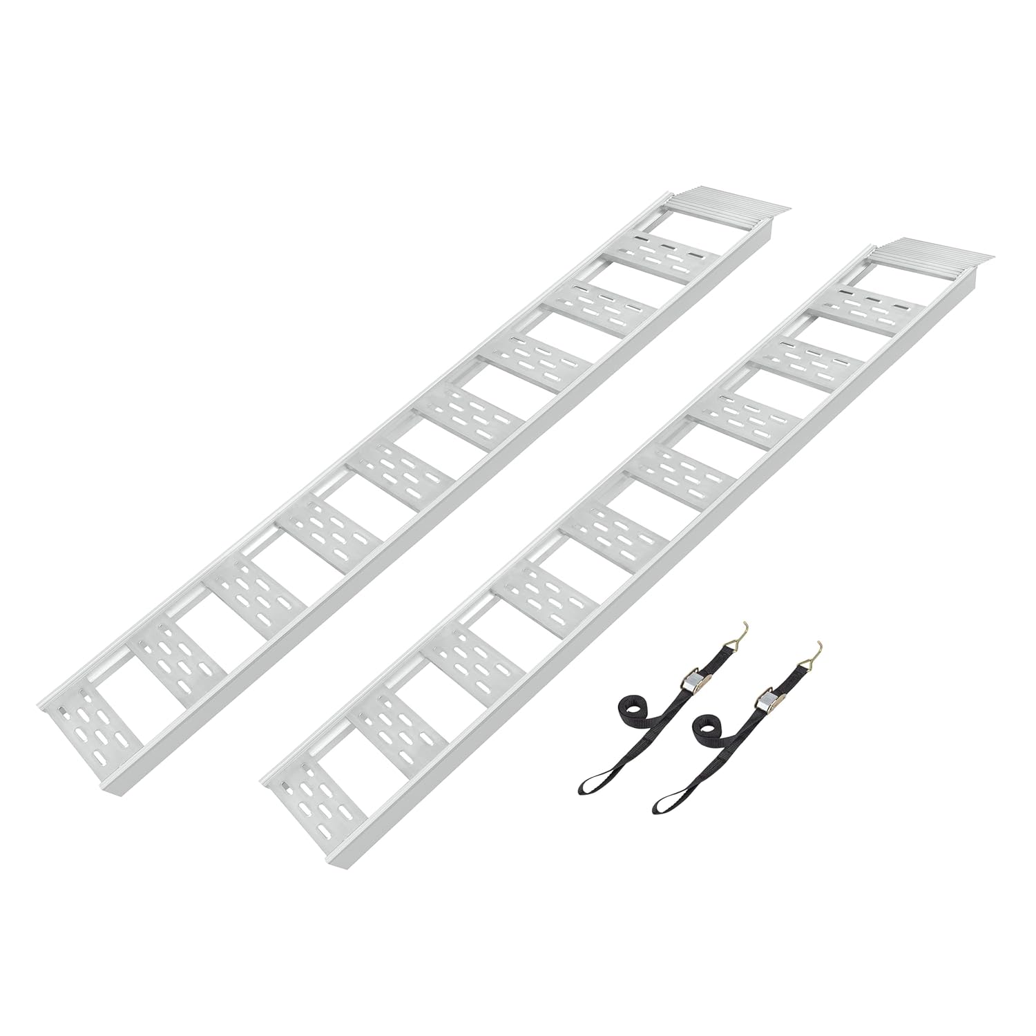 CARGOSMART Aluminum Straight Fixed Ramp with Treads (2pk) - Easily and Safely Load and Unload Light Equipment, Lawn Tractors, ATVs and More, 1,250 lb. Capacity, 12' W x 78' L